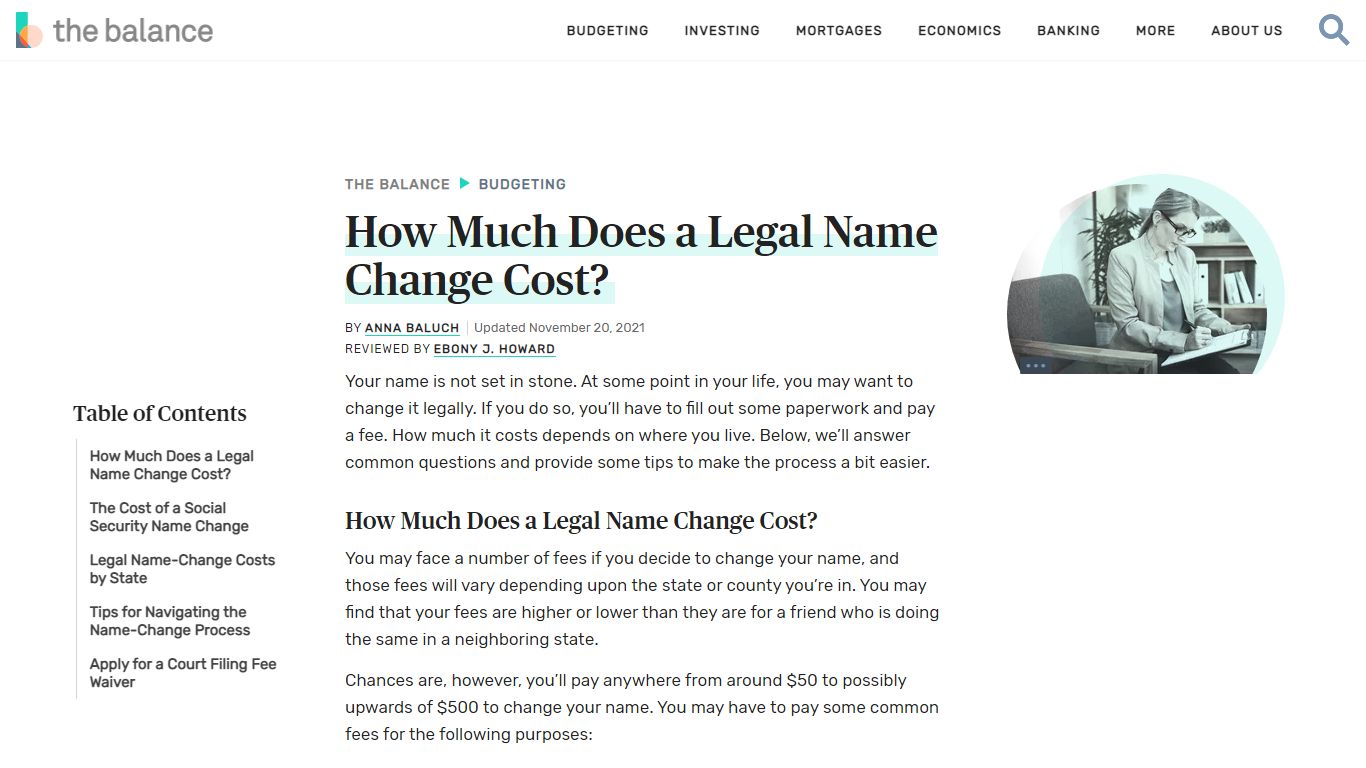 How Much Does a Legal Name Change Cost? - The Balance