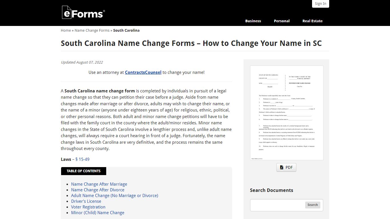South Carolina Name Change Forms – How to Change Your Name in SC